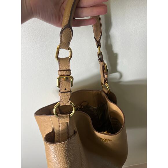 Prada Tan Vitello Daino Leather Shoulder Tote Bag - Picture 5 of 6